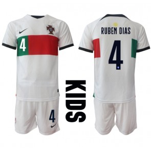 Portugal Ruben Dias #4 kläder Barn VM 2022 Bortatröja Kortärmad (+ korta byxor)